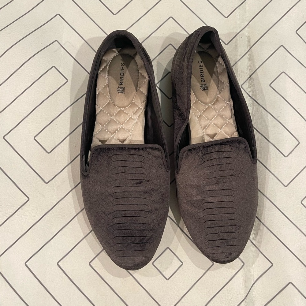 Birdies Charcoal Velvet Python Pattern Flats - image 2